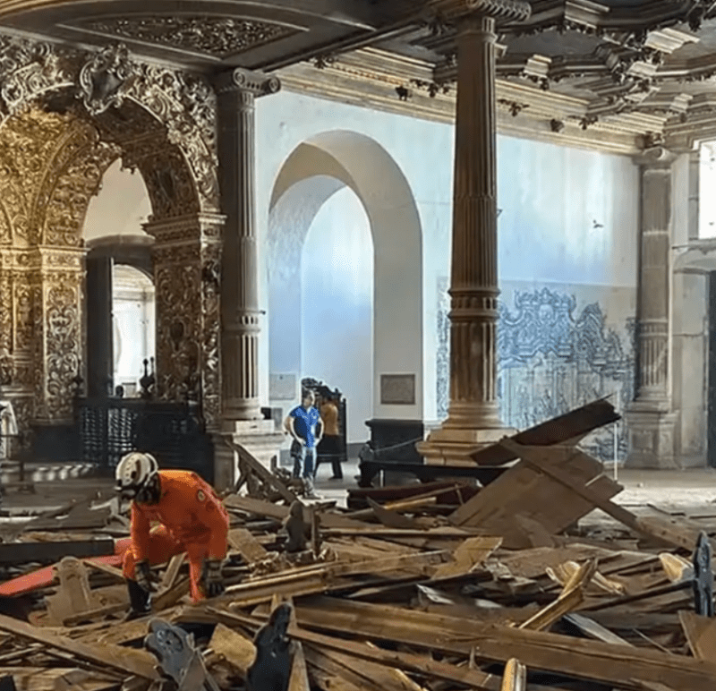 Igreja São Francisco de Assis após o desabamento (Foto Defesa Civil)