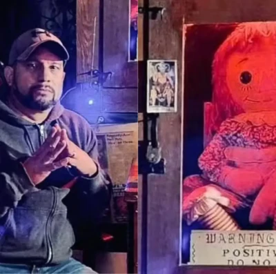 Dan Rivera e a boneca Annabelle (Foto: reprodução)