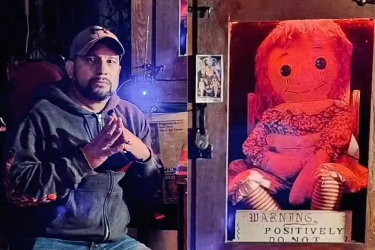 Dan Rivera e a boneca Annabelle (Foto: reprodução)
