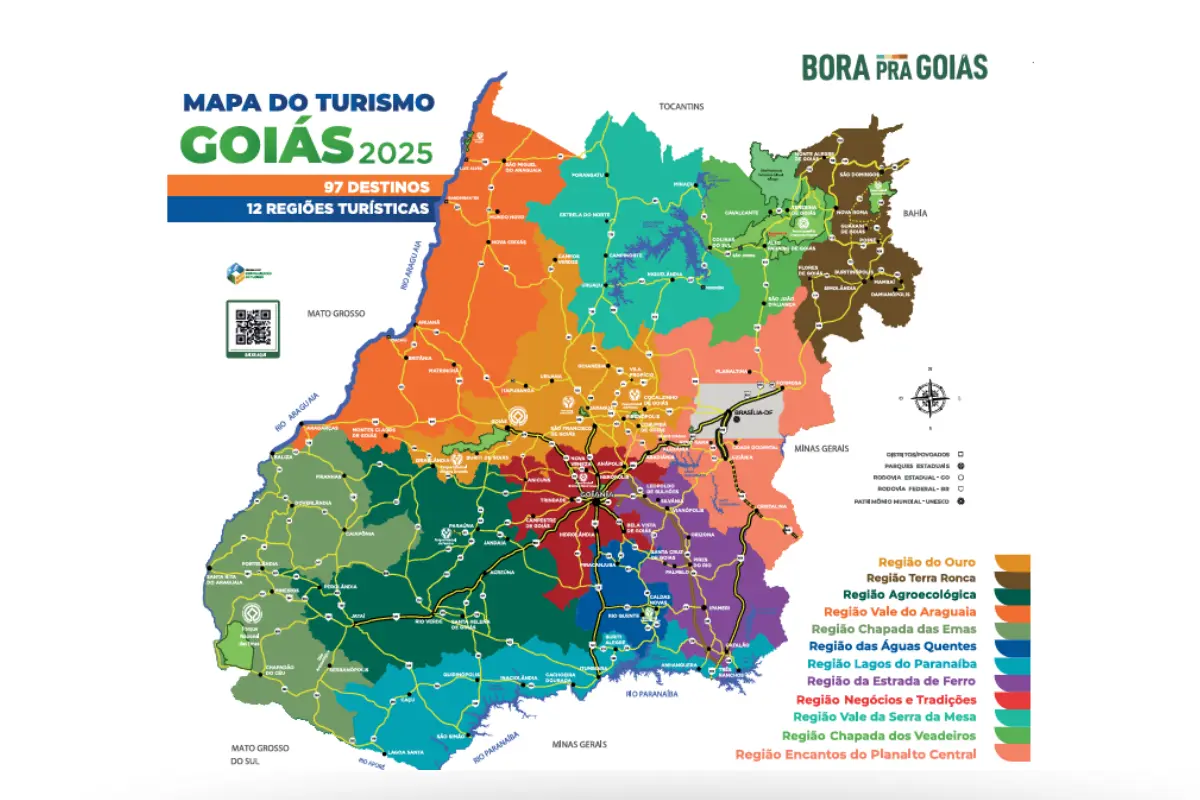 Mapa do Turismo em Goiás - 2025 (Foto: Goiás Turismo)