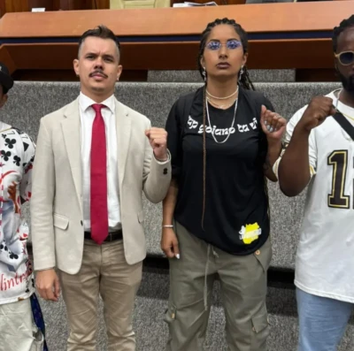 Representantes do hip hop - Baiano MC, vereador Fabrício Rosa (PT),DJ Lu e Malik Lion (Foto divulgação)
