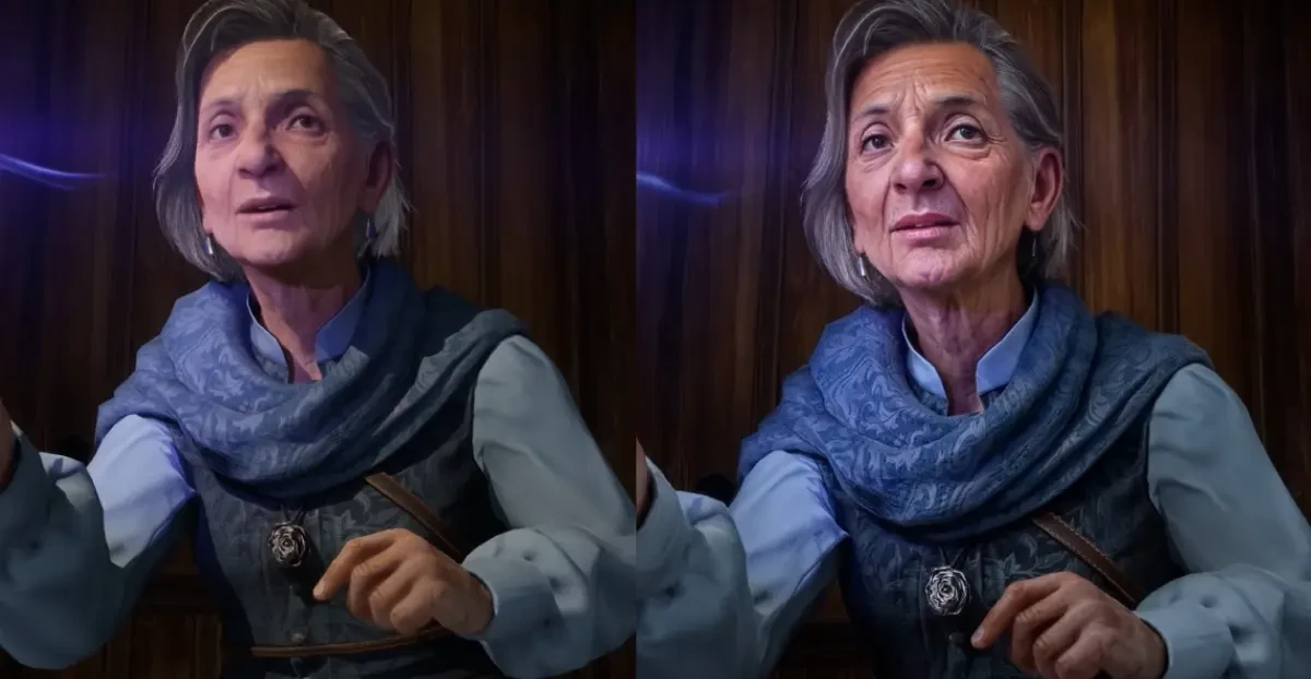 DLSS 5 aplicado em Hogwarts Legacy