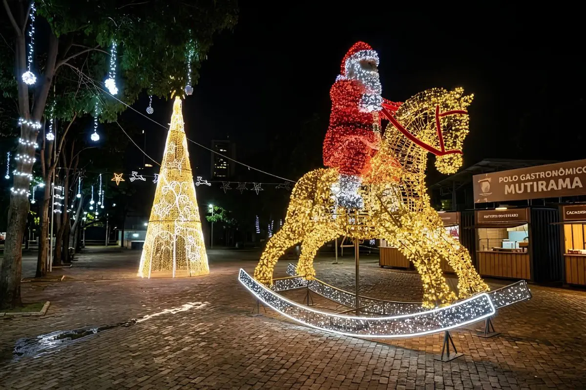 Goiânia prepara Natal gratuito por 40 dias com luzes, Papai Noel e gastronomia no Parque Mutirama